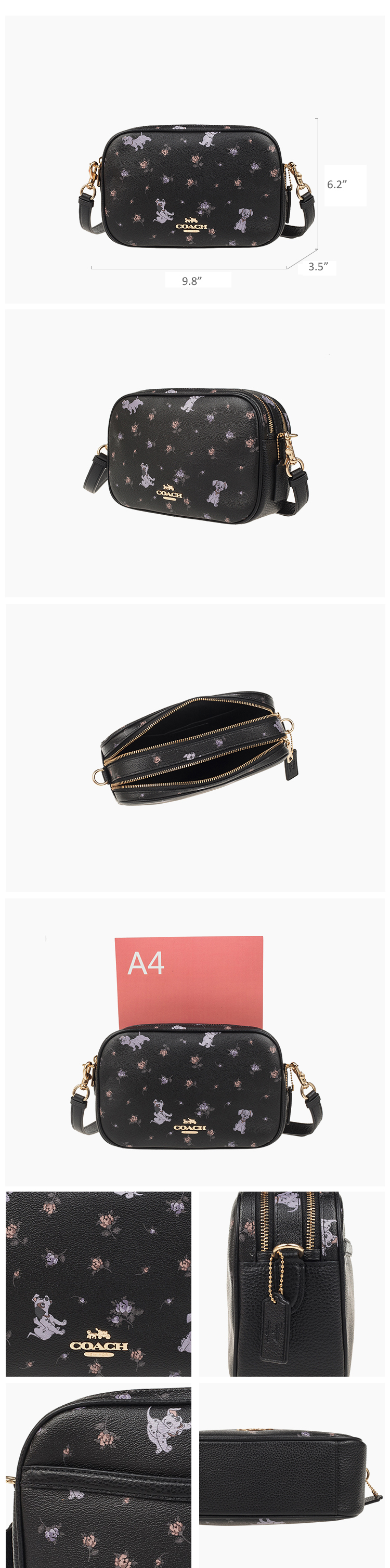 New Coach Disney Dalmatian Print Jes Crossbody Bag Handbag Black Multi 91126 | eBay